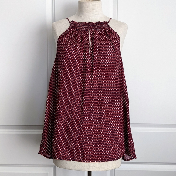 Splendid Tank Swing Sleeveless Halter Keyhole Neck Smocked Red White Navy XL NWT - Picture 2 of 16